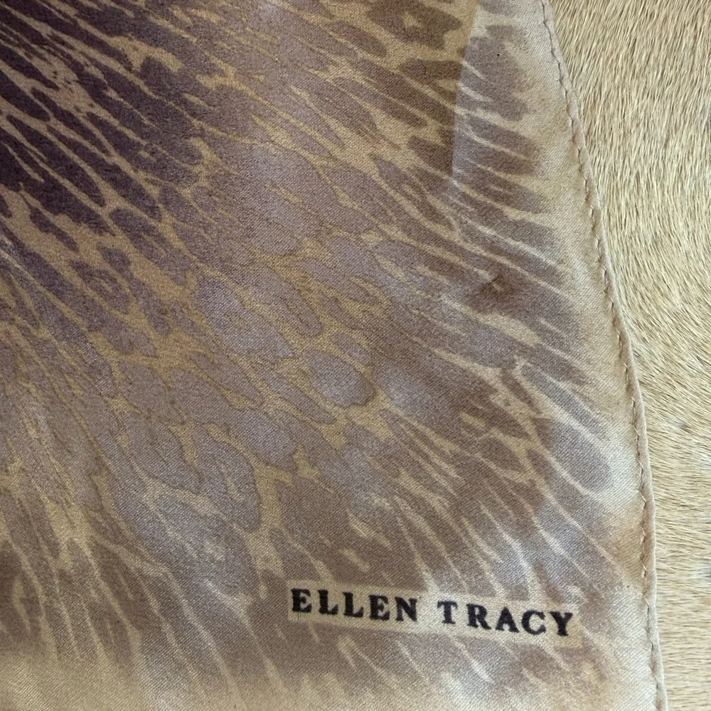 Ellen Tracy Tan and purple Patterned Scarf